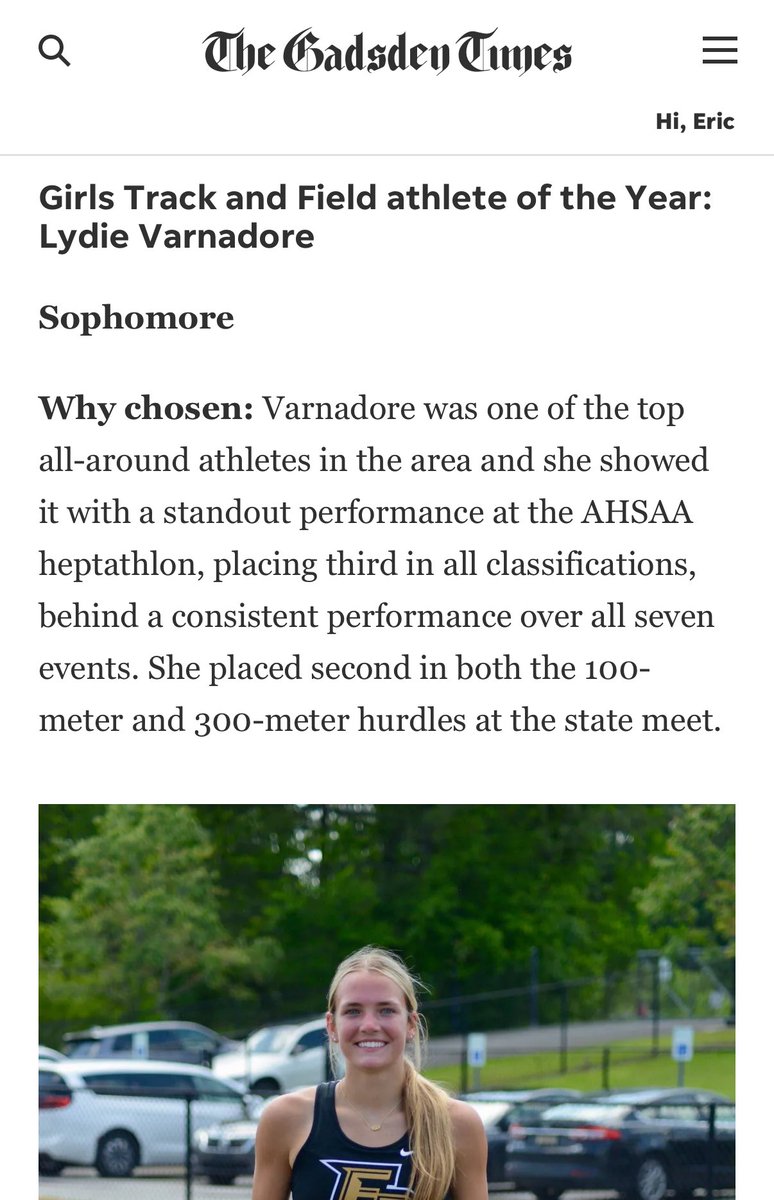 LydieVarnadore's tweet image. Honored to be named the Gadsden Times female track and field athlete of the year!