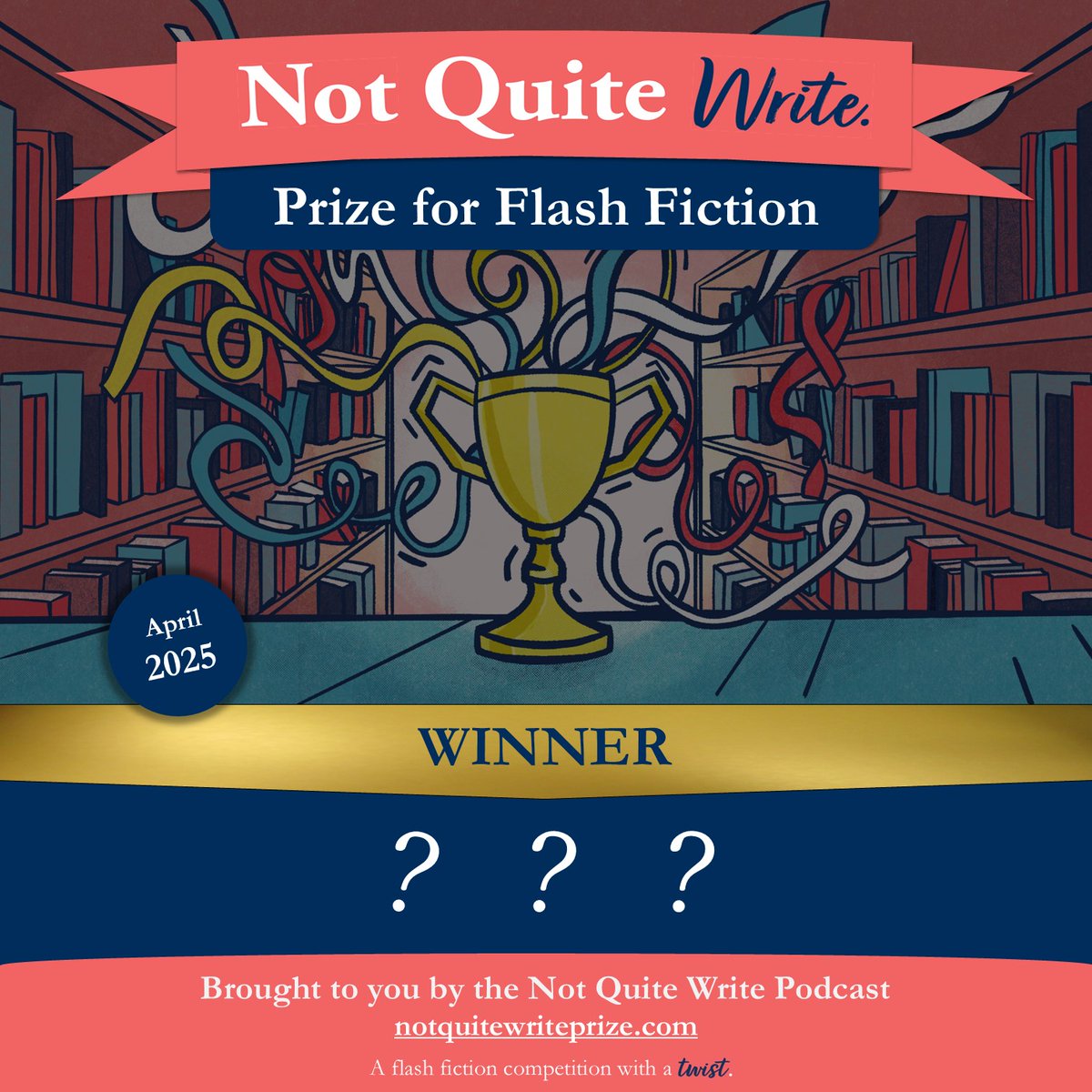 The highly anticipated April #NotQuiteWritePrize shortlist hits the airwaves THIS FRIDAY (AEST).

Follow Not Quite Write on your podcast platform of choice to be the first to know when it drops.

You'll enjoy dramatic readings of 6 fabulous stories and learn who WON the pointiest
