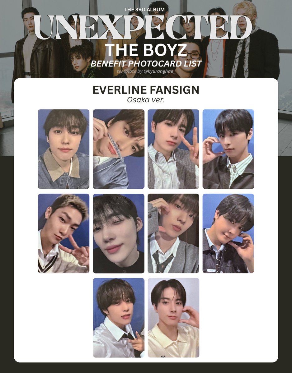 THE BOYZ The 3rd Album 'Unexpected' Photocard Template / List