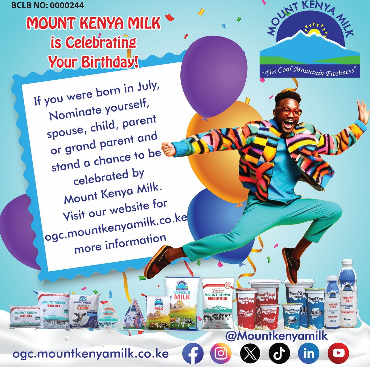 Were you born in July? Nominations are now open. Visit our website ogc.mountkenyamilk.co.ke to nominate yourself or a loved one and stand a chance to emerge victorious. 

#julynominations #birthdaycelebration #July babies #keepwinning #mountkenyamilk