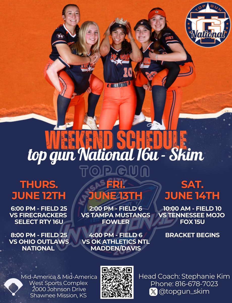 Top Gun National 16u-SK (@topgun_skim) on Twitter photo UPCOMING TOURNEY SCHEDULES
(This weekend through next weekend)
<a href="/TopGunEvents/">Top Gun Events</a> Heartland Showcase
<a href="/bownet/">Bownet</a> SWEET 16
✈️✈️Top Gun Day at KU✈️✈️
Top Gun Invitational - Maverick
We are kicking off summer with a ton of great softball! See you at the fields!
<a href="/topgunfastpitch/">Top Gun Fastpitch</a> <a href="/TGASciara/">Top Gun National 16</a> UPCOMING TOURNEY SCHEDULES
(This weekend through next weekend)
<a href="/TopGunEvents/">Top Gun Events</a> Heartland Showcase
<a href="/bownet/">Bownet</a> SWEET 16
✈️✈️Top Gun Day at KU✈️✈️
Top Gun Invitational - Maverick
We are kicking off summer with a ton of great softball! See you at the fields!
<a href="/topgunfastpitch/">Top Gun Fastpitch</a> <a href="/TGASciara/">Top Gun National 16</a>