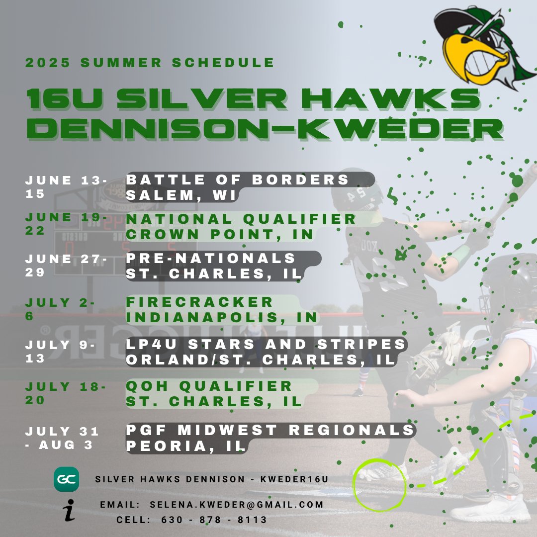 Selena (@coachselena20) on Twitter photo I could not be more proud of these ladies on their success in high school. Gathering stats was my favorite thing to do each week!
Almost summer season for these <a href="/SilverHawkSball/">Silver Hawks</a> players! 💚🐔
🚨You DO NOT want to miss out on these 2027 / 2028 studs🚨 I could not be more proud of these ladies on their success in high school. Gathering stats was my favorite thing to do each week!
Almost summer season for these <a href="/SilverHawkSball/">Silver Hawks</a> players! 💚🐔
🚨You DO NOT want to miss out on these 2027 / 2028 studs🚨