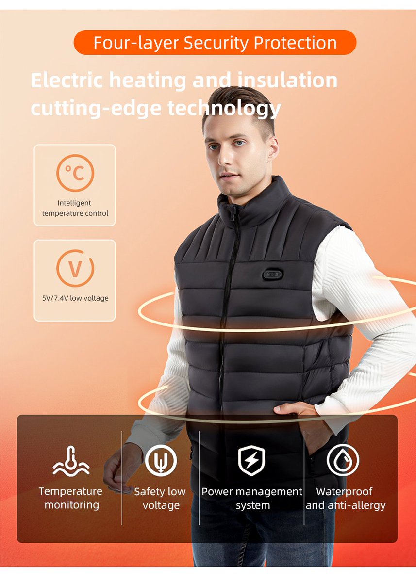 Yootutech's tweet image. 🧥 Our apparel combines cutting-edge electric heating, intelligent temperature control, and low-voltage safety systems. With waterproof, anti-allergy fabrics and a built-in power management system

#HeatedClothing #ThermalTechnology #LowVoltageWear #OEMApparel #YOOTUTECH