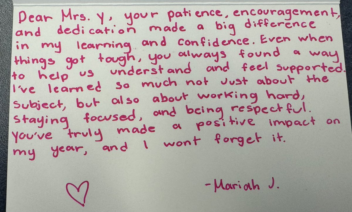 A couple of TY notes from some of my juniors…🥹 Transitioning back into the classroom after being a TOSA for 7 years was unexpected, &amp; teaching a new grade level &amp; curriculum at a continuation HS came with lots of change &amp; challenge, but I know I’m right where I’m needed. 🙌🏼