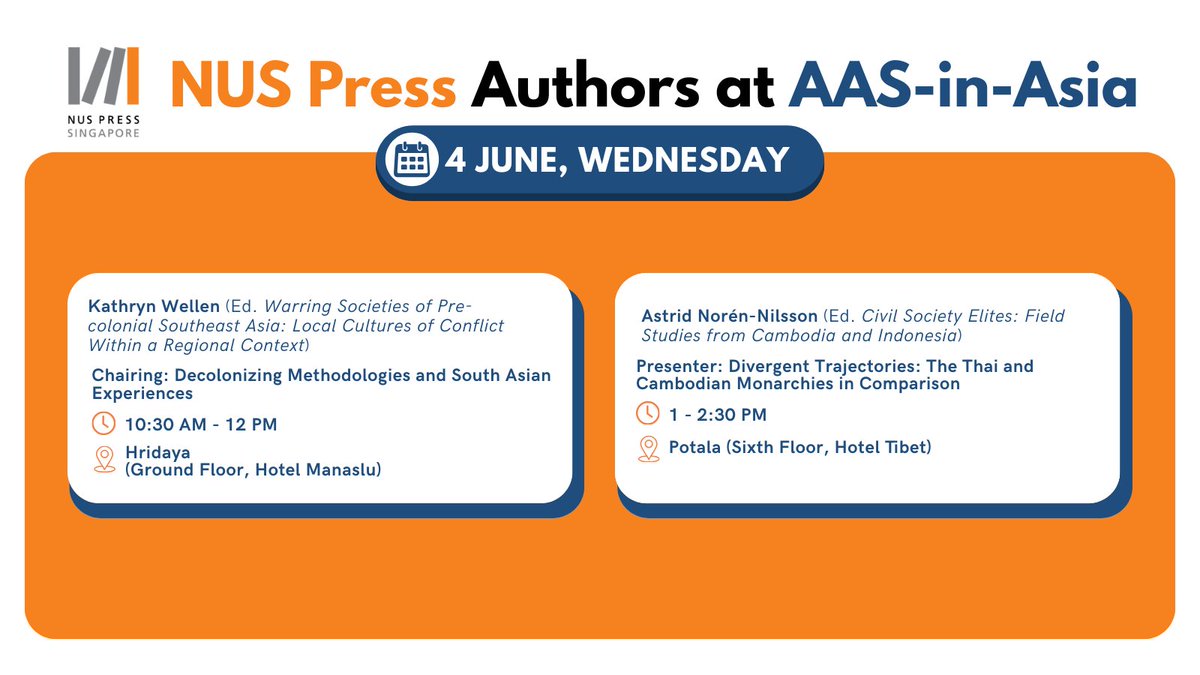 NUS Press (@nus_press) on Twitter photo Today’s the last day of <a href="/AASAsianStudies/">Association for Asian Studies</a> #AASInAsia2025! NIAS Press authors Kathryn Wellen and Astrid Norén-Nilsson will be speaking in today’s insightful panels.
Discover their books and more, now 20% off until June 15th: buff.ly/uZN466v ⭐
#booktwt #asianstudies #sale Today’s the last day of <a href="/AASAsianStudies/">Association for Asian Studies</a> #AASInAsia2025! NIAS Press authors Kathryn Wellen and Astrid Norén-Nilsson will be speaking in today’s insightful panels.
Discover their books and more, now 20% off until June 15th: buff.ly/uZN466v ⭐
#booktwt #asianstudies #sale