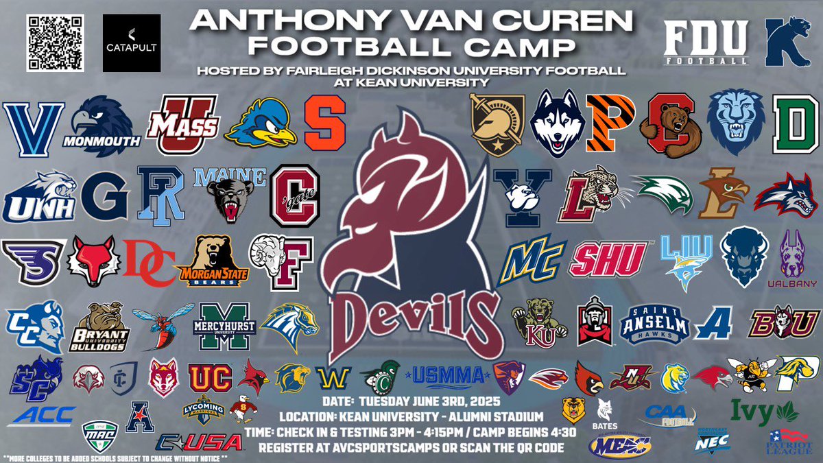 Anthony Van Curen (@coachavc_fdu) on Twitter photo What a day!
โ
560 prospects
โ
194 coaches from FBS to D3
โ
Reps at every position all night
Shoutout the best staff <a href="/FDUFootball/">FDU Football</a> making this THE premier camp in the region & <a href="/KUFootball212/">Kean University Football</a> for the hospitality
Programs & prospects got better tonight!
Year 4 โณ
Thank you! What a day!
โ
560 prospects
โ
194 coaches from FBS to D3
โ
Reps at every position all night
Shoutout the best staff <a href="/FDUFootball/">FDU Football</a> making this THE premier camp in the region & <a href="/KUFootball212/">Kean University Football</a> for the hospitality
Programs & prospects got better tonight!
Year 4 โณ
Thank you!