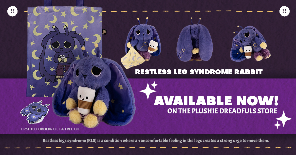 Restless Leg Syndrome Rabbit is here ⭐🩷

This coffee-sipping, blanket clutching sleepy saboteur understands that uncomfortable urge you just can't ignore. This bestie just can't sit still and they are so ready to go home with you

Available on the Plushie Dreadfuls store ⭐️