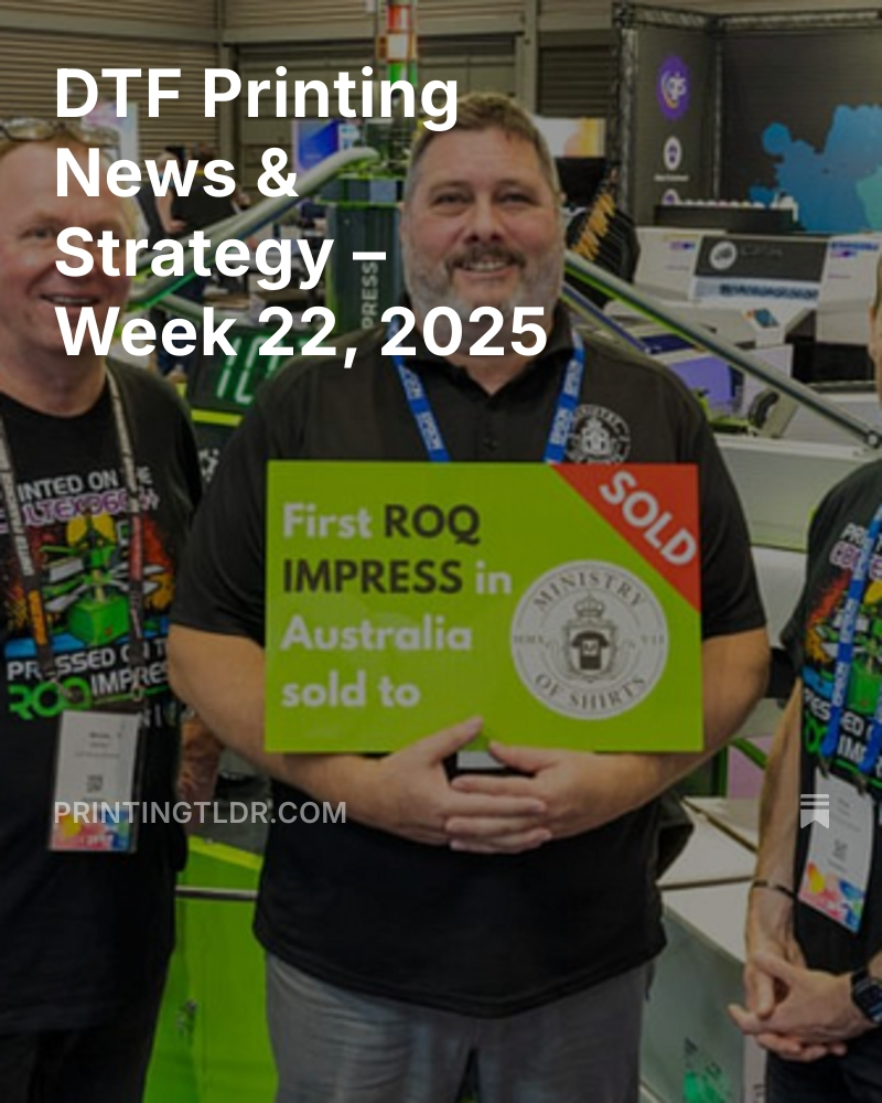 printingtldr's tweet image. DTF is going big: 8-head machines, new global installs, and market forecasts to $3.92B by 2030. 🚀
Catch the 5-minute recap:
printingtldr.com/p/dtf-printing…
#DTFPrinting #PrintWorkflow #TextileTech