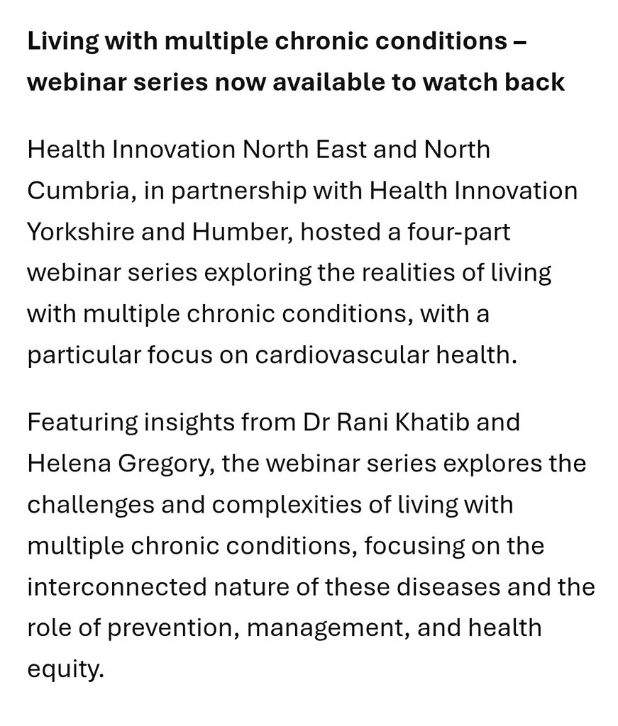 📣 Living with multiple chronic conditions – webinar series now available to watch back.

Link is here 👇
youtu.be/amBUaOKoPd8?si…