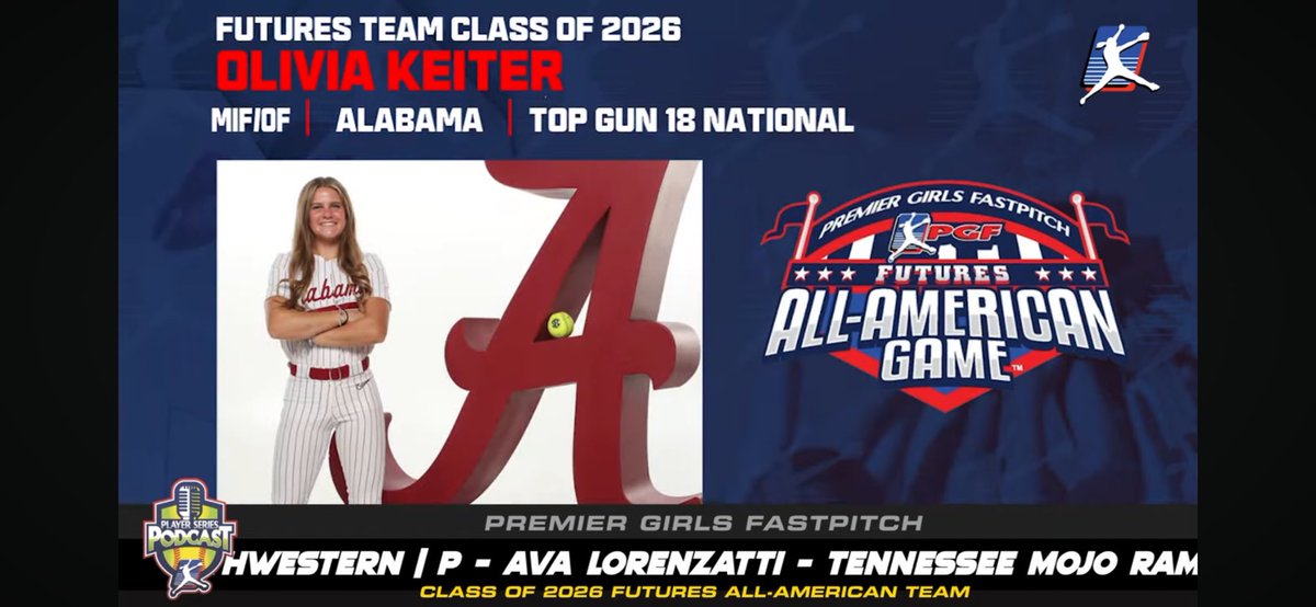 Liv Keiter (@livkeiter_2026) on Twitter photo Truly a blessing and an honor to represent <a href="/AlabamaSB/">Alabama Softball</a> and <a href="/topgunfastpitch/">Top Gun Fastpitch</a> in the <a href="/PGFnetwork/">PGF</a> All American game. Thank you <a href="/PGFnetwork/">PGF</a>, <a href="/LineDsoftball/">Line Drive Media</a> <a href="/BTurner_75/">Bob Turner</a>, and <a href="/TGASciara/">Top Gun National 16</a>.
I CANNOT wait!
<a href="/UACoachMurphy/">Patrick Murphy</a> <a href="/KaylaBraud1/">Kayla Braud</a> Truly a blessing and an honor to represent <a href="/AlabamaSB/">Alabama Softball</a> and <a href="/topgunfastpitch/">Top Gun Fastpitch</a> in the <a href="/PGFnetwork/">PGF</a> All American game. Thank you <a href="/PGFnetwork/">PGF</a>, <a href="/LineDsoftball/">Line Drive Media</a> <a href="/BTurner_75/">Bob Turner</a>, and <a href="/TGASciara/">Top Gun National 16</a>.
I CANNOT wait!
<a href="/UACoachMurphy/">Patrick Murphy</a> <a href="/KaylaBraud1/">Kayla Braud</a>