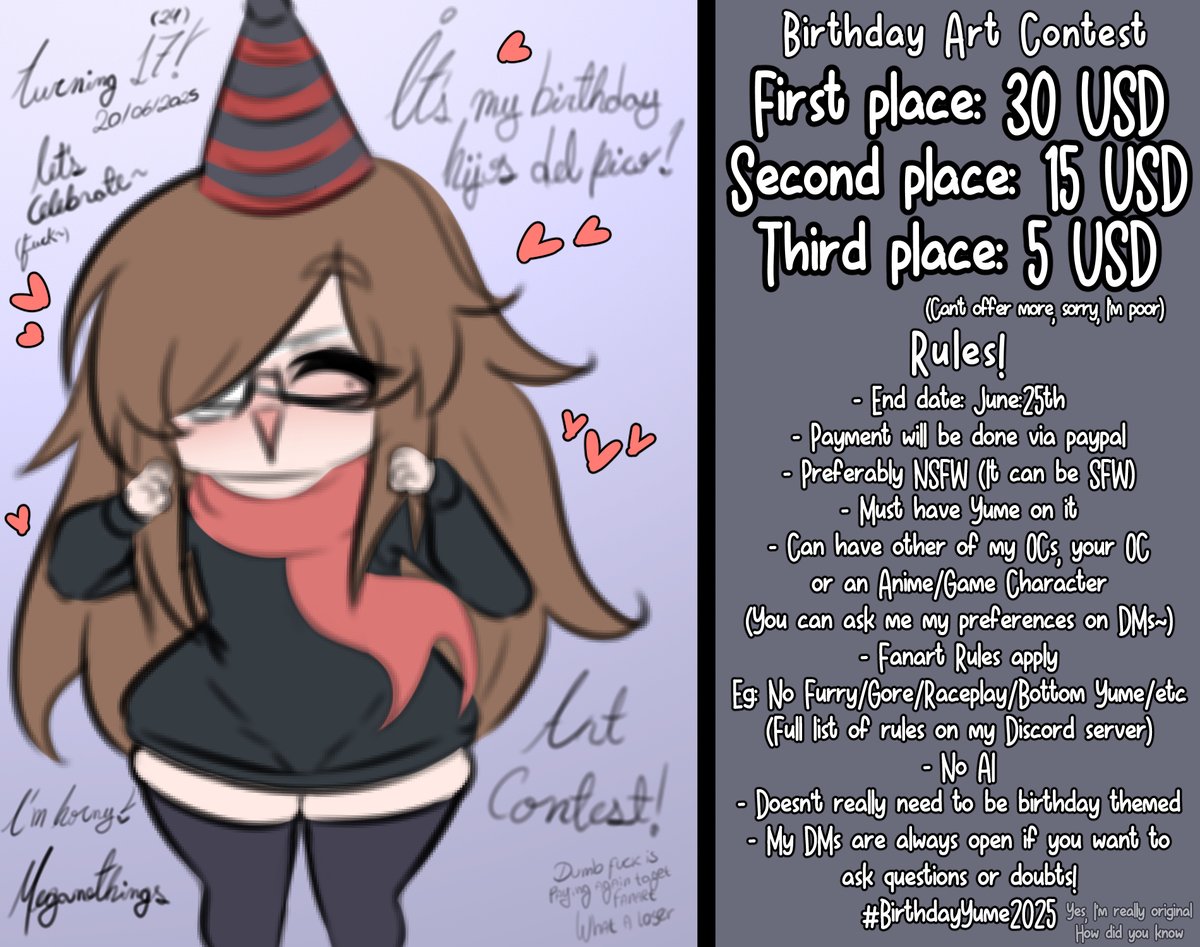 My birthday is coming so I'm doing an art contest!
Rules and stuff are on the pic, please RT so it gets to more people 👉🏻👈🏻