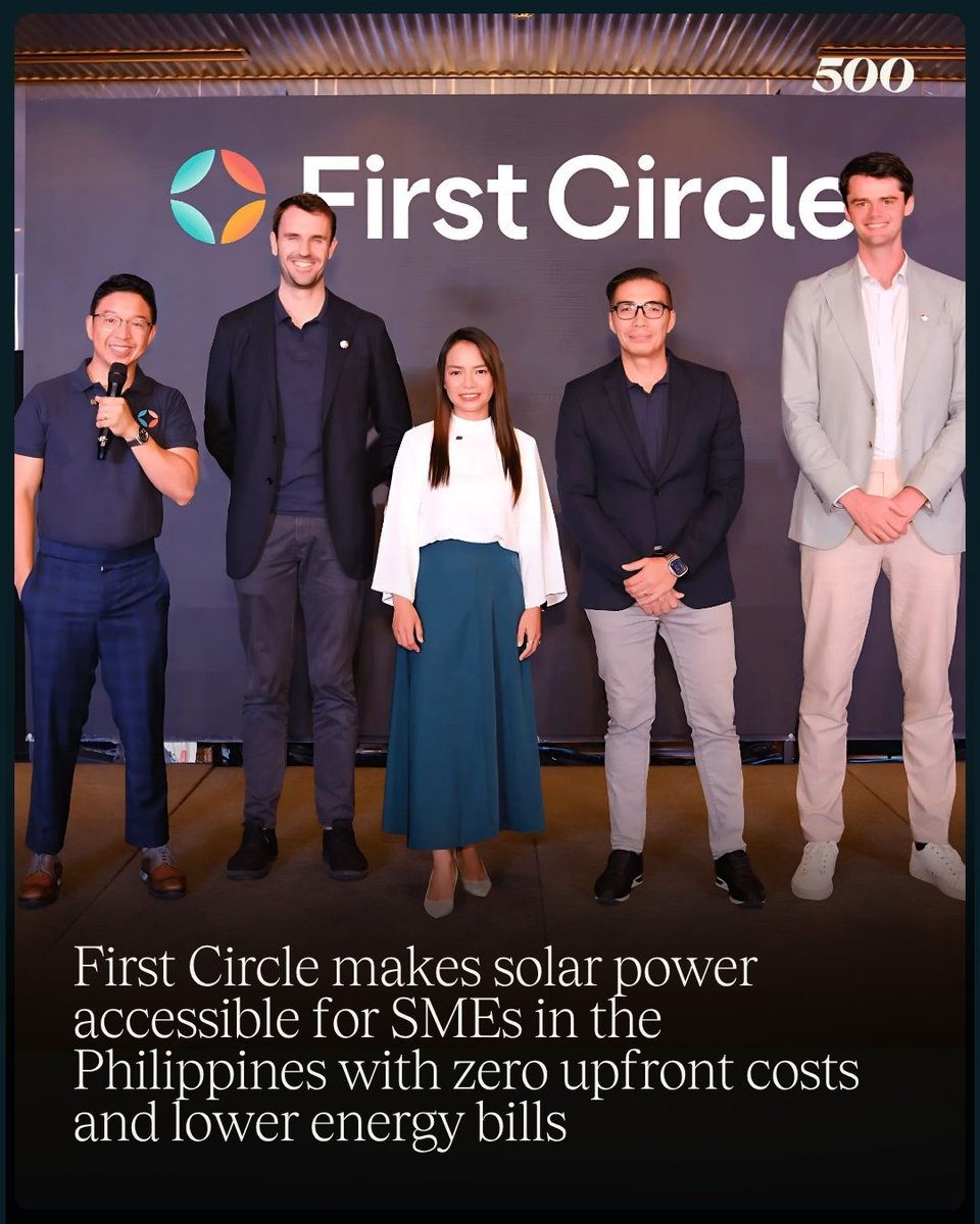 500 Southeast Asia (@500global_sea) on Twitter photo Power bills rising with the heat? 500-backed <a href="/firstcircleph/">First Circle</a> helps businesses go solar with zero upfront costs. Permits, installation, and insurance are all covered with fixed low monthly payments, making it accessible for SMES: bit.ly/4l1Syl5
Photo: First Circle Power bills rising with the heat? 500-backed <a href="/firstcircleph/">First Circle</a> helps businesses go solar with zero upfront costs. Permits, installation, and insurance are all covered with fixed low monthly payments, making it accessible for SMES: bit.ly/4l1Syl5
Photo: First Circle