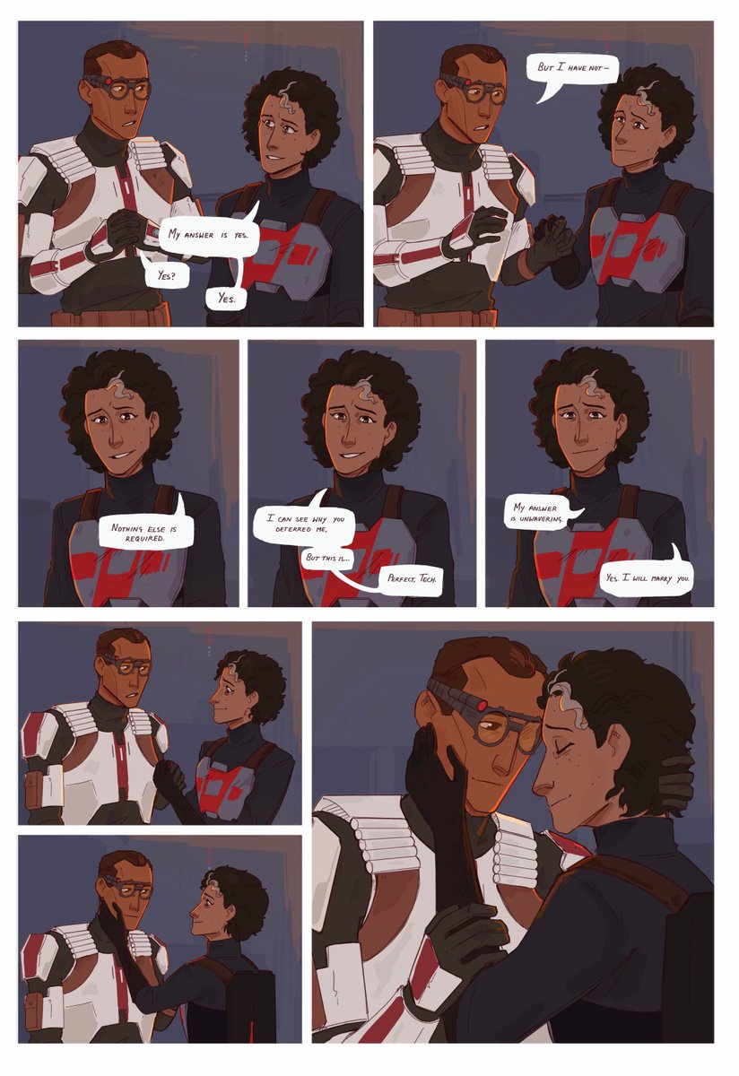 my comic for <a href="/JuntechZine/">Cosmic Love: A Juntech Zine | SHIPPING</a>, based on a wonderful piece by <a href="/s0ftbatch/">helo 🖤🤍💜 (certified #1 hunter fan)</a>! i drew this in 2023 but i've been forbidden from redrawing it until i post this version publicly