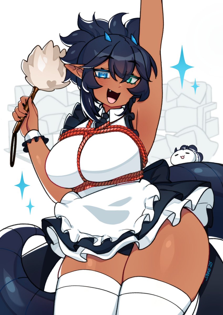 「the maid you hired who cleans nothing an」|Saaneのイラスト