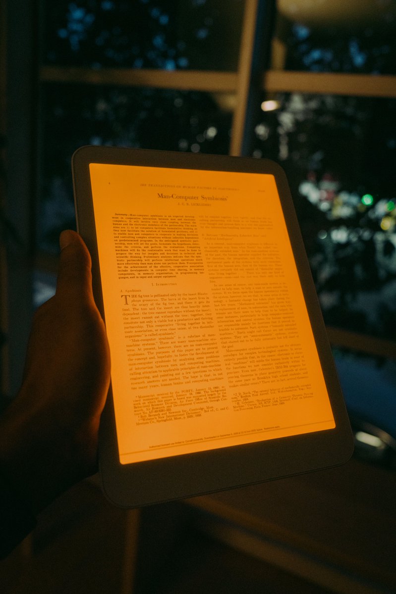 sharifshameem's tweet image. Can't think of a more fitting device to be reading Licklider's work on over 60 years later than the @daylightco