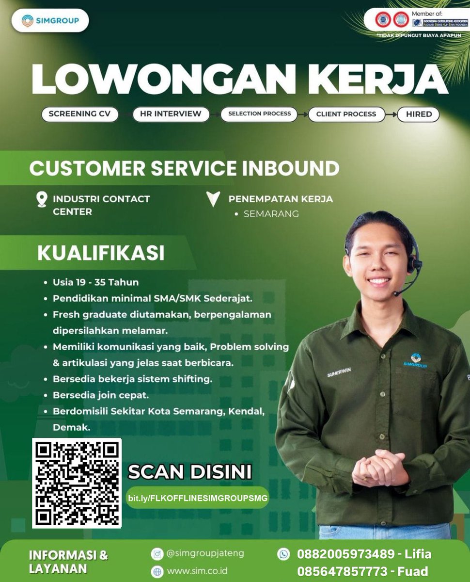 lokersemarang's tweet photo. 📢 LOWONGAN KERJA TERBARU!
💼 Gabung bersama SIM Group dan wujudkan karier impianmu!⠀
⠀
📲 Yuk scan QR code di gambar atau klik link:
🔗 https://t.co/Vr9gXynRDB
⠀⠀
#LowonganKerja #LokerSemarang #SIMGroup #CustomerService #Telecollection #LokerJateng #JobVacancy #Loker2025 https://t.co/w1cHoeSRHY