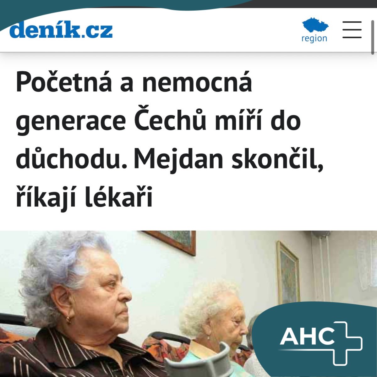 Mejdan končí. V AHC jsme připraveni na stárnutí Čechů a na rostoucí potřebu zdravotních a sociálních služeb pro seniory. Máme a dále rozšiřujeme:
➡️ pobytová zařízení (domovy pro seniory, domovy se zvláštním režimem, centra následné péče) 
➡️ domácí péči sestricka.cz