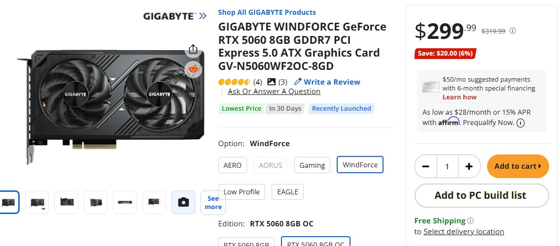 The RTX 5060 is the only graphics card available AT MSRP

Hilarious 😆
