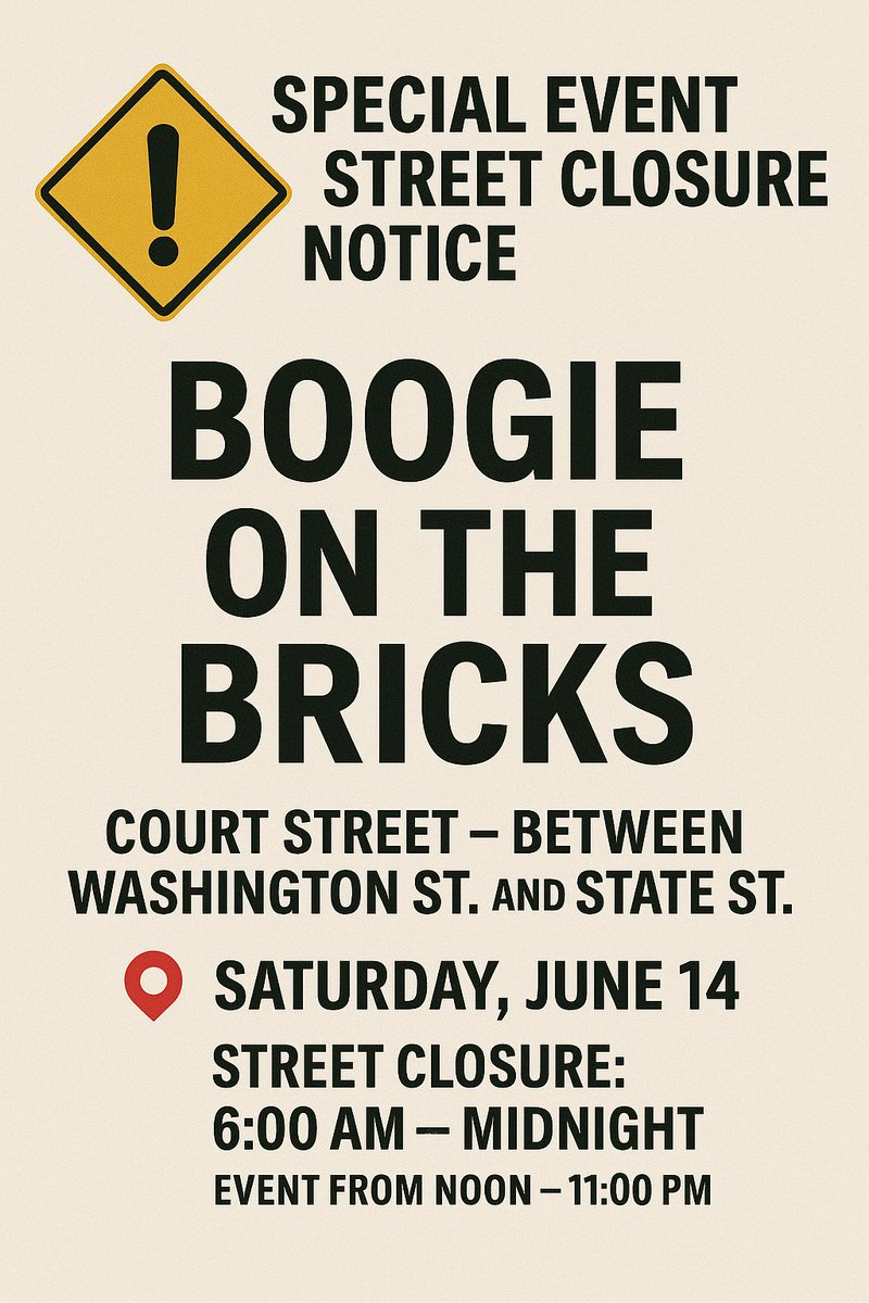 CityofAthensOH's tweet image. Special Event Street Closure on June 14 - Boogie on the Bricks dlvr.it/TL8ctn