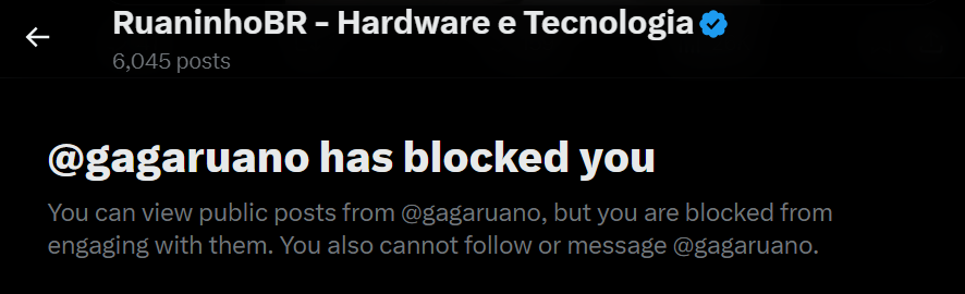 Pra surpresa de ninguém, também levamos block 🤣 Esse é o retrato dos comunicadores de HW no BR ... ZERO interesse em passar uma mensagem coesa e fiel a seus seguidores ... ULTRA interesse em engajar apenas pra emitir cupons e botar din din no bolso =)