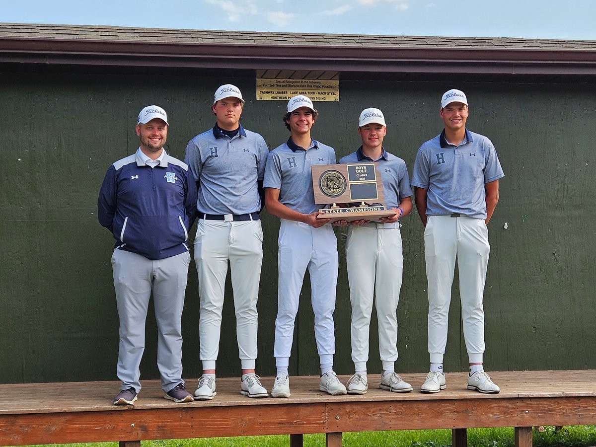 hanson_golf's tweet photo. State Tournament at Cattail Crossings in Watertown 

Day 1: 
Ben Wilber: 75
Will Jarding: 73
AJ Wilber: 77
Nate Wilber: 92 

Day 2: 
Ben Wilber: 76 - Tied 6th
Will Jarding: 76 - 3rd 
AJ Wilber: 82 - Tied 20th
Nate Wilber: 91 

State Champions -459 Two Day Total https://t.co/LJll6QX2pL