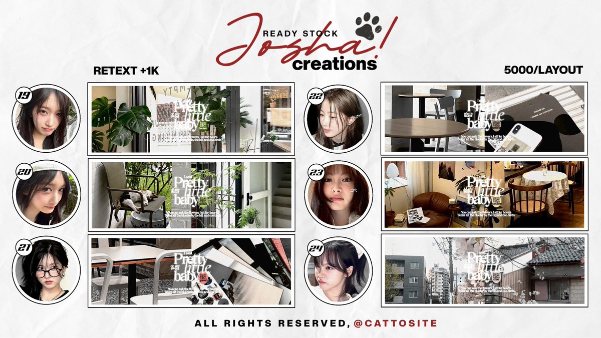 Help repost! Terima kasih banyak 🍒

Halo teman-timun, aku bawa ready stock layout gg bg harganya 5k/layout (scroll ke bawah yaa), ava PNG ONLY, dapat 2 header (text dan polosan), RETEXT +1K, payment all ewallet qris! 💗🍀

#zonauang #zonaba #zonabu