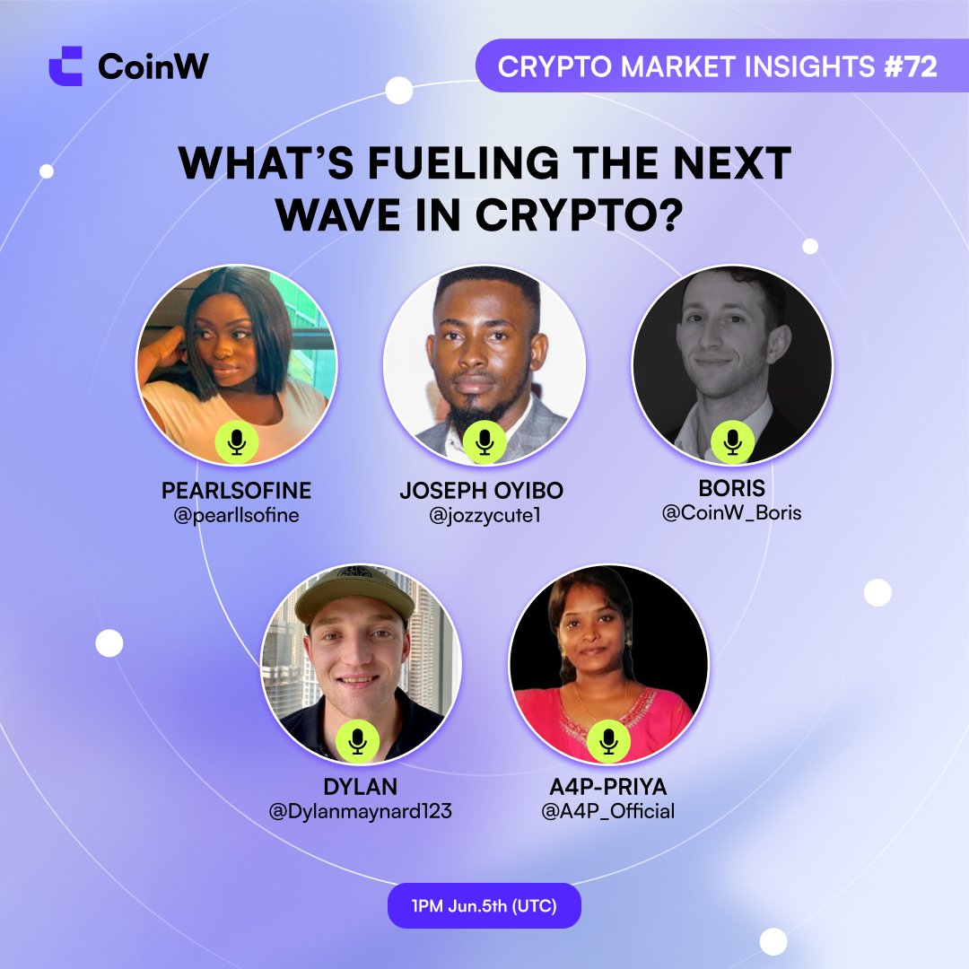CoinW (@coinwofficial) on Twitter photo #CoinW #Crypto Market Insights (Ep.72)
โญ๏ธ Guests: <a href="/A4P_Official/">A4P-PRIYA</a>, <a href="/Dylanmaynard123/">Crypto Monk KGeN</a>, <a href="/jozzycute1/">Oyibo Joseph</a>, <a href="/CoinW_Boris/">CryptoKnight</a>, <a href="/pearllsofine/">Ajewole pelumi praise</a>
๐
June 5, 1 PM UTC
Drop your UID here (bit.ly/3Hp5e6P) during the stream. $50 bonus for 3 winners!
โ
YouTube Live: bit.ly/4kH5tbK #CoinW #Crypto Market Insights (Ep.72)
โญ๏ธ Guests: <a href="/A4P_Official/">A4P-PRIYA</a>, <a href="/Dylanmaynard123/">Crypto Monk KGeN</a>, <a href="/jozzycute1/">Oyibo Joseph</a>, <a href="/CoinW_Boris/">CryptoKnight</a>, <a href="/pearllsofine/">Ajewole pelumi praise</a>
๐
June 5, 1 PM UTC
Drop your UID here (bit.ly/3Hp5e6P) during the stream. $50 bonus for 3 winners!
โ
YouTube Live: bit.ly/4kH5tbK