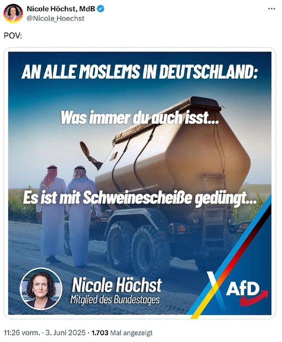 Und so eine Person sitzt im Deutschen Bundestag?

#AfDVerbotjetzt #AfDVerbot