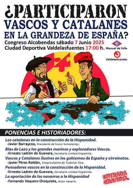 Javier Mª Pérez-Roldán y Suanzes-Carpegna (@perezroldanjm) on Twitter photo Este sábado 7 de junio de 2025, a las 17:00 en la Ciudad Deportiva Valdelasfuentes de Alcobendas <a href="/PerezRoldanJM/">Javier Mª Pérez-Roldán y Suanzes-Carpegna</a> intervendrá en un Congreso sobre la participación de vasos y catalanes en la grandeza de España. ENTRADA GRATUITA. Este sábado 7 de junio de 2025, a las 17:00 en la Ciudad Deportiva Valdelasfuentes de Alcobendas <a href="/PerezRoldanJM/">Javier Mª Pérez-Roldán y Suanzes-Carpegna</a> intervendrá en un Congreso sobre la participación de vasos y catalanes en la grandeza de España. ENTRADA GRATUITA.