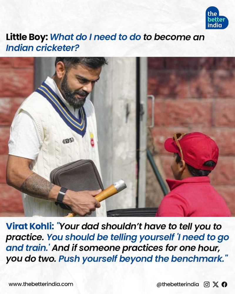 thebetterindia's tweet photo. “Wake up early and remind yourself—I need to go and practice.”
That’s what Virat Kohli told little Kabir, the son of his childhood friend.
And that’s exactly the mindset RCB held onto for 18 long years.
@imVkohli
#RCB #ViratKohli #IPL2025 #KingKohli #RCBForTheWin #cricket https://t.co/3Lp4Ipw47w