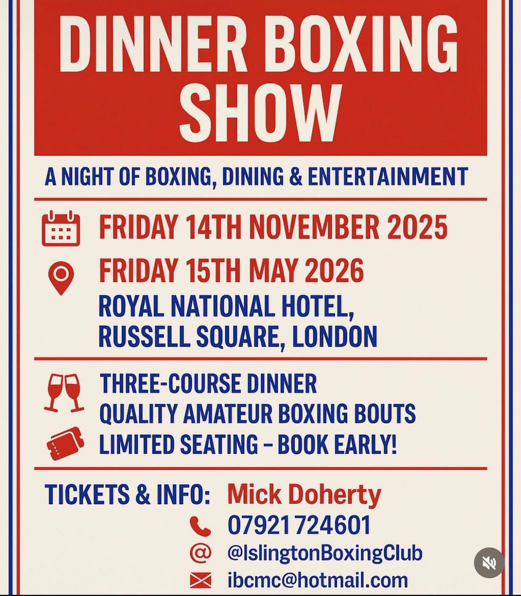 Dates for your diary (so far) 🍽️🥊