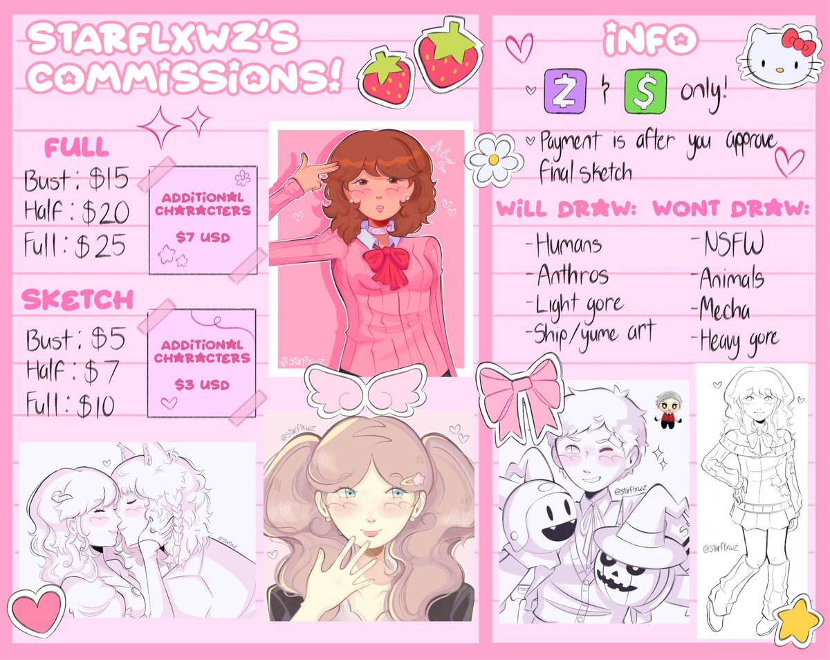 starflxwz's tweet image. ╭ 💕 PINNED ˖ . ݁𝜗𝜚. ݁₊ 
┆       ꒰ artist | bi | eng/esp ꒱ 🌸
┆             ｡ﾟ•┈┈ ʚ☆ɞ ┈┈• ｡ﾟ
┆    pls read my strawpage 4 more!! ( ≧ᗜ≦ )
╰🎧♡ˊˎ- cෆmmission sheet below!