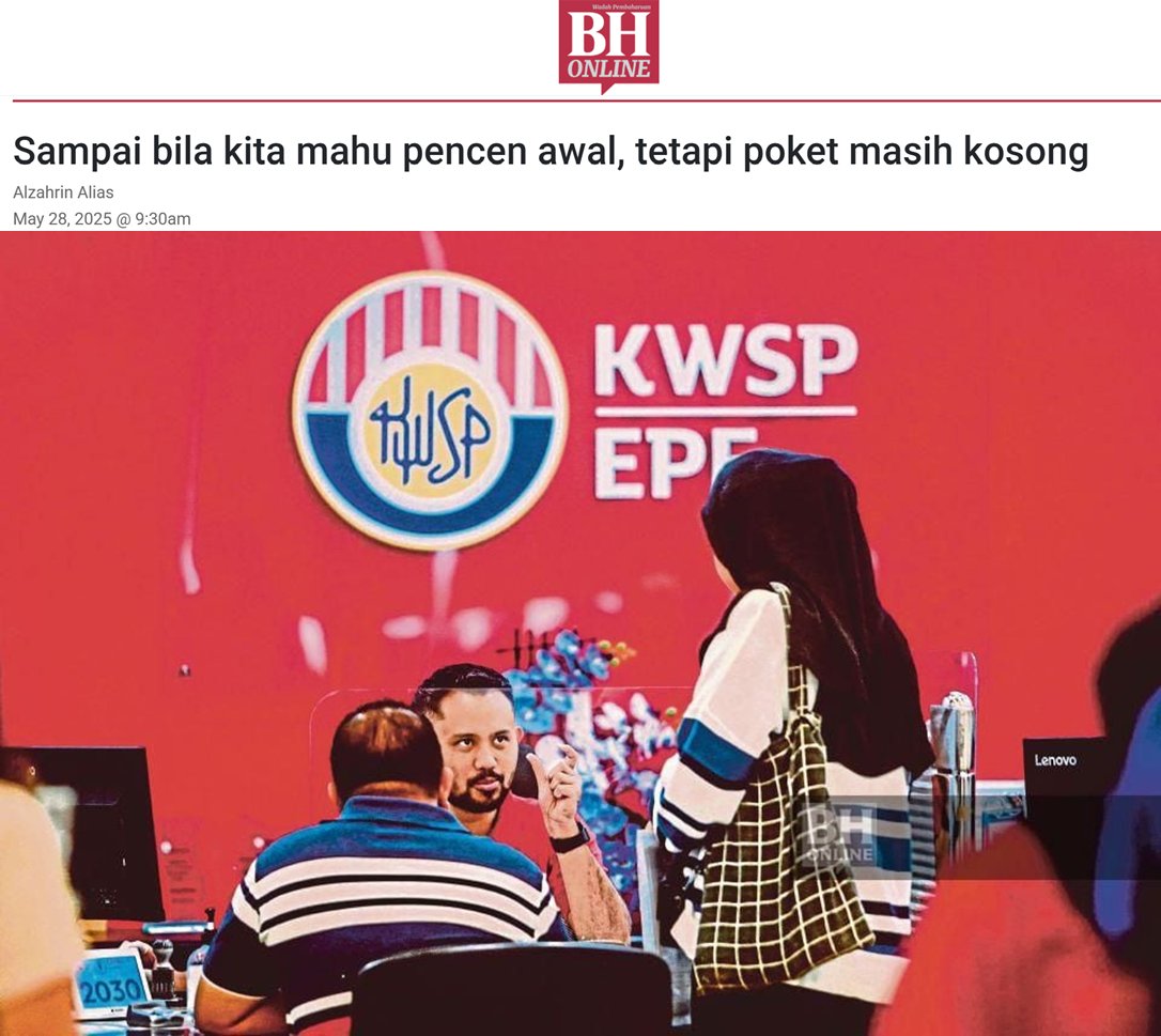 TheFuturizts's tweet image. “SAYA masih ingat lagi perbualan dengan seorang pemandu e-hailing beberapa bulan lepas. 

Usianya 67 tahun, tapi masih gigih memandu dari pagi sampai ke malam. 

Katanya, duit Kumpulan Wang Simpanan Pekerja (KWSP) sudah lama habis, anak pula ada komitmen sendiri.

&apos;Kalau saya…