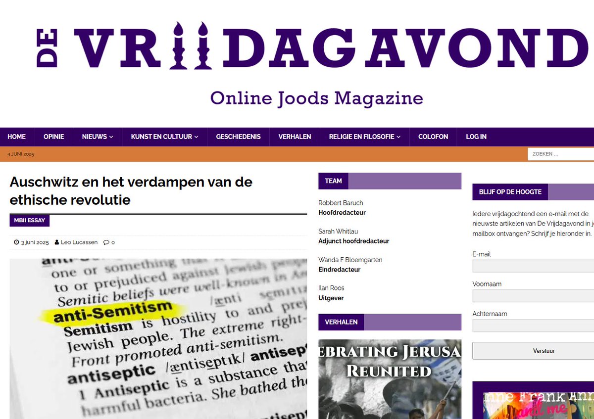 Voor 'De Vrijdagavond' schreef ik een kort essay over de politisering van antisemitisme. Samen met die van Ido de Haan, Willem Wagenaar en Uri Rosenthaal vormt het gespreksstof voor een debat op 12 juni 15:00 uur in het Nationaal Holocaustmuseum.  devrijdagavond.com/2025/06/03/w...