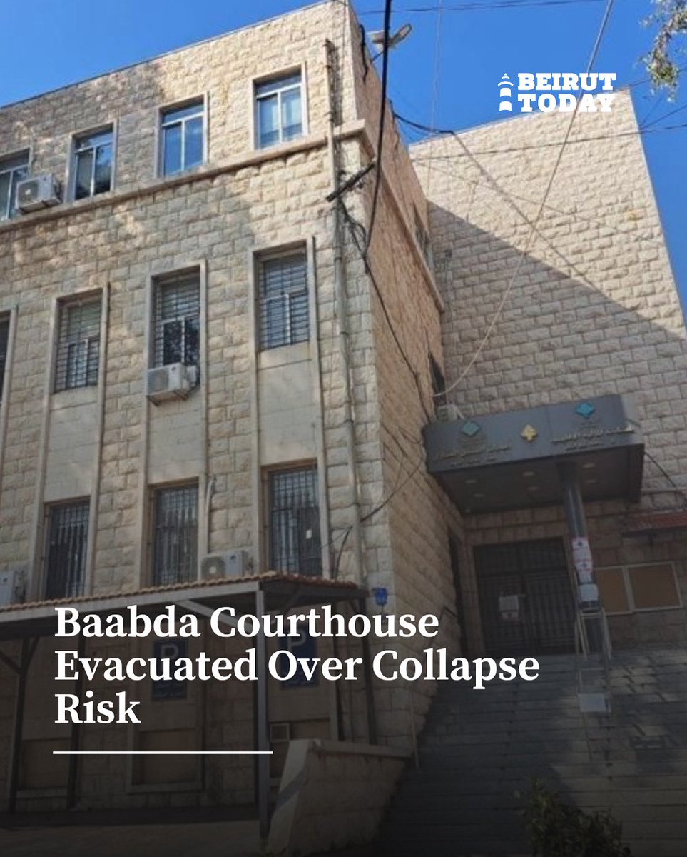 A key government building in Baabda, home to the commercial registry, labor court, real estate court, and enforcement office, was evacuated after engineers found it at risk of collapse.
