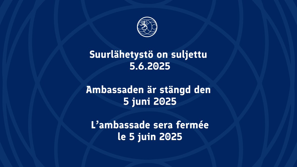 Finlande en France (@ambfinlandepar) on Twitter photo Kun edustusto on suljettuna, voit hätätapauksissa ottaa yhteyttä ulkoministeriön päivystykseen.
När ambassaden inte har öppet kan du i nödfall kontakta utrikesministeriets konsulära jour.
🔵 +358 9 1605 5555
🔵 paivystys.um@gov.fi Kun edustusto on suljettuna, voit hätätapauksissa ottaa yhteyttä ulkoministeriön päivystykseen.
När ambassaden inte har öppet kan du i nödfall kontakta utrikesministeriets konsulära jour.
🔵 +358 9 1605 5555
🔵 paivystys.um@gov.fi