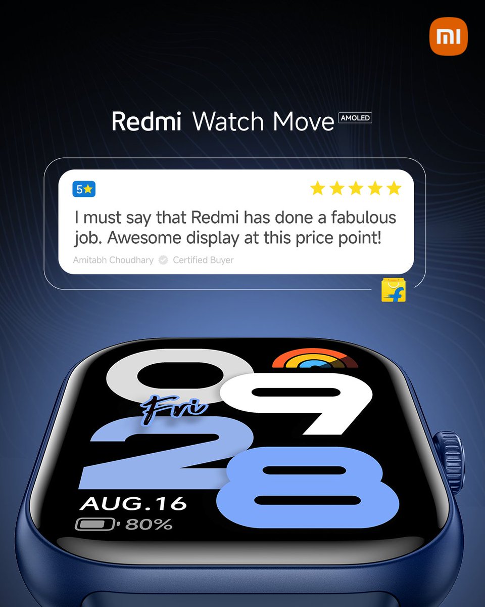 mathursudhin's tweet image. The #RedmiWatchMove brought about the brightest and smoothest AMOLED display in the segment that performed fluidly thanks to a high refresh rate + #XiaomiHyperOS

The 14 day battery life removed anxiety and accurate tracking made for a great companion for workouts and daily wear.