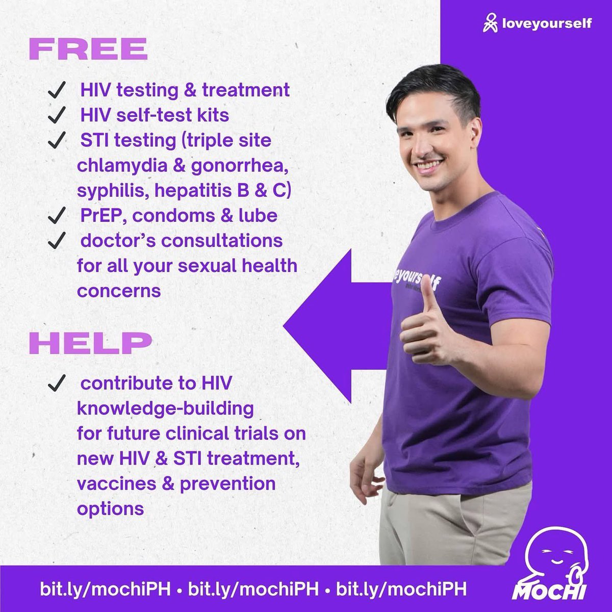 Worried about the rise in new HIV cases in the country? Do your part, get tested for HIV and STIs, and contribute to HIV knowledge-building.

Join the MOCHI study and help pave the way for new innovations in HIV treatment and prevention.

Read more about the study and sign up at: