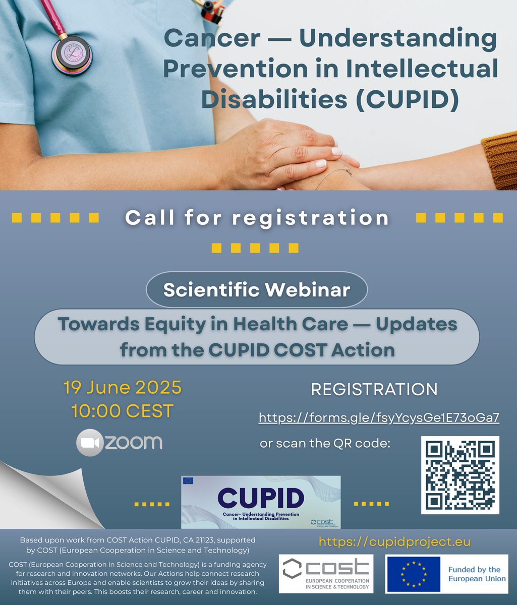 #scientificwebinar #CUPID #COSTAction #CA21123 #cancerprevention #intellectualdisabilities