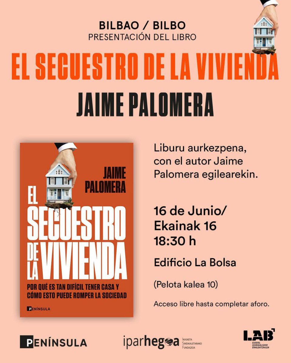LAB Ekintza Soziala (@labsoziala) on Twitter photo Etxebizitzarekin gertatzen ari denaren inguruan gehiago jakin nahi duzu?<a href="/JaimePalomera/">Jaime Palomera</a>.rekin hitzaldiak antolatu ditugu Ekainaren 16- 17an Bilbon eta Donostian.
Ez galdu aukera. Como adelanto, os dejamos una serie de videos sobre el contenido del libro.
youtube.com/watch?v=Ugvd1v… Etxebizitzarekin gertatzen ari denaren inguruan gehiago jakin nahi duzu?<a href="/JaimePalomera/">Jaime Palomera</a>.rekin hitzaldiak antolatu ditugu Ekainaren 16- 17an Bilbon eta Donostian.
Ez galdu aukera. Como adelanto, os dejamos una serie de videos sobre el contenido del libro.
youtube.com/watch?v=Ugvd1v…