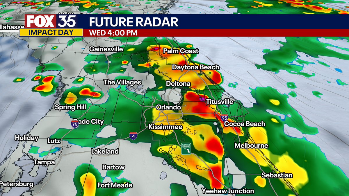 We've got deep, tropical moisture pushing into Central Florida today, resulting in numerous afternoon downpours and thunderstorms. Winds may gust over 45mph and rain could total over 1-3" in some areas with on-and-off torrents. I'm tracking it on Good Day Orlando, on FOX 35.
