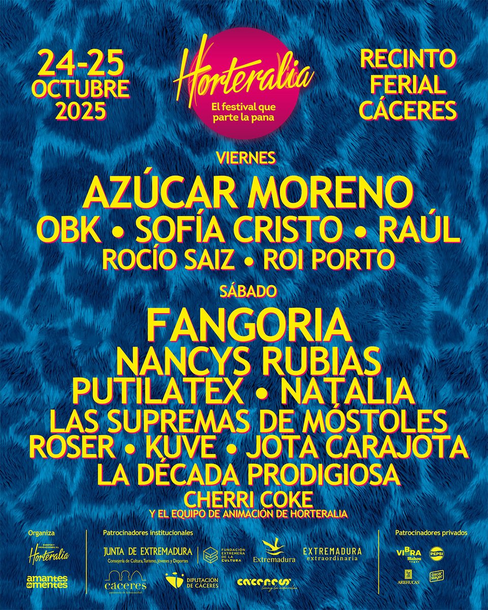 💥 ¡El CARTEL POR DÍAS ya está aquí! 💥

Prepárate para dos días de hitazos, mucho brillo y pura fantasía. ¿Ya sabes qué modelito ponerte? Porque nosotros ya tenemos el planazo: ¡Música, buen rollo, sorpresas y mucha diversión!

🎟️ Corre a por tu abono en horteralia.com