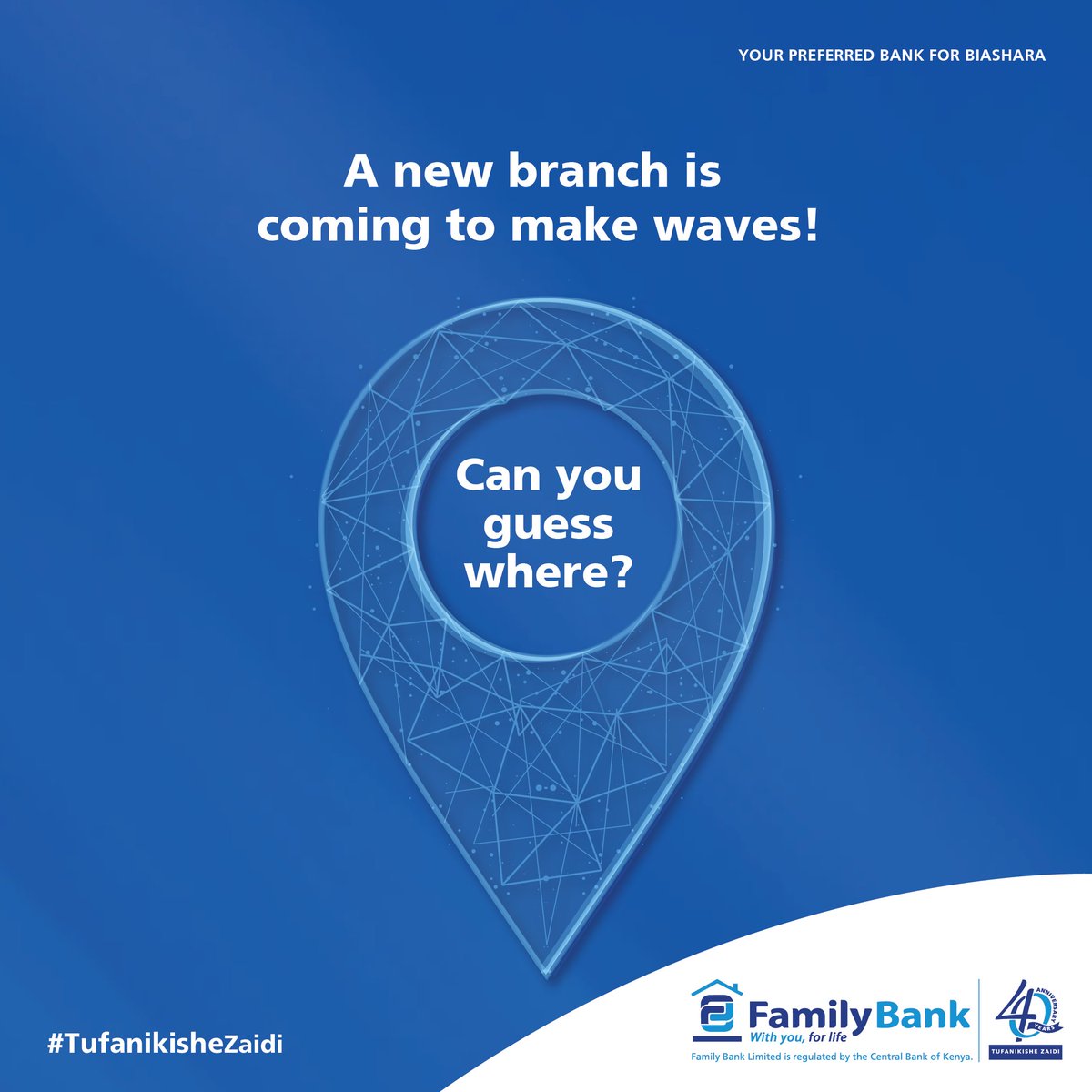 Family Bank Limited (@familybankkenya) on Twitter photo A new Family Bank branch is opening soon, bringing secure banking, friendly service, and financial solutions tailored to YOU.
Comment where you think the branch will be!
Talk to us on 0703095445 or email: customerservice@familybank.co.ke
#YourPreferredBankForBiashara A new Family Bank branch is opening soon, bringing secure banking, friendly service, and financial solutions tailored to YOU.
Comment where you think the branch will be!
Talk to us on 0703095445 or email: customerservice@familybank.co.ke
#YourPreferredBankForBiashara