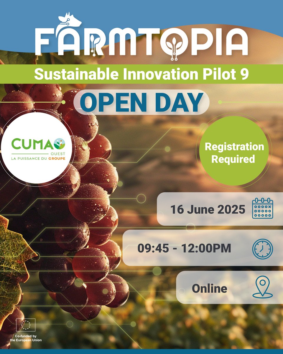 Farmtopia (@farmtopia_eu) on Twitter photo Farmtopia’s SIP9 <a href="/FRcumaOuest/">cuma de l'Ouest</a> is opening its doors, too! 🇫🇷
📅 Date: 16 June 2025
🕘 Time: 9:45 AM - 12:00 PM
💻 Location: Online
🔗 Register here: docs.google.com/forms/d/1Kgkts…
#HorizonEurope #Farmtopia Farmtopia’s SIP9 <a href="/FRcumaOuest/">cuma de l'Ouest</a> is opening its doors, too! 🇫🇷
📅 Date: 16 June 2025
🕘 Time: 9:45 AM - 12:00 PM
💻 Location: Online
🔗 Register here: docs.google.com/forms/d/1Kgkts…
#HorizonEurope #Farmtopia