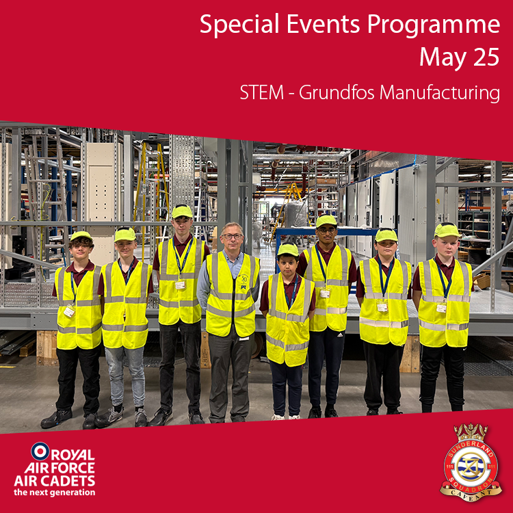Last week, 7 cadets visited Grundfos Manufacturing in Sunderland to get an insight into STEM and the world of manufacturing.

The visit was organised by CI Phipps as part of our wider Special Events Programme which sees cadets visit museums, exhibitions &amp; workplaces - thank you!
