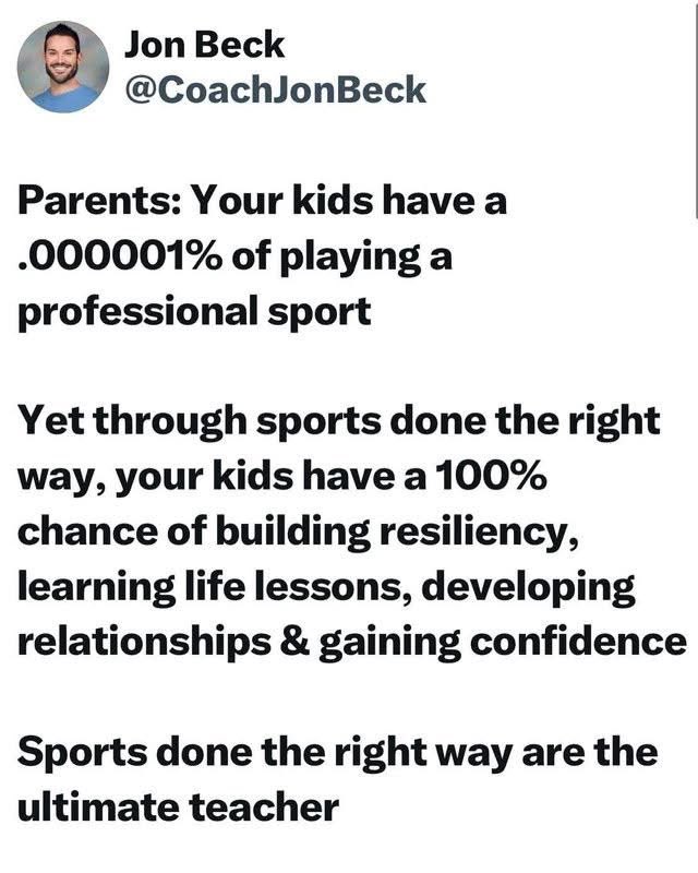 Sports done RIGHT is the key!! So much goes into that on the part of admin, coaches, athletes, parents and fans!!