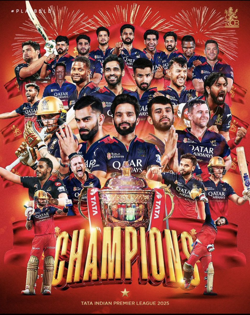 Saif Ali Khan (@saifalikhanoff) on Twitter photo Congratulations to <a href="/RCBTweets/">Royal Challengers Bengaluru</a> on their first-ever IPL title. Fitting that jersey no. 18 lifts the trophy in the 18th edition.
Well played and well deserved! 🏆 👏🏽
Well played to <a href="/PunjabKingsIPL/">Punjab Kings</a> as well for a well-fought season. Congratulations to <a href="/RCBTweets/">Royal Challengers Bengaluru</a> on their first-ever IPL title. Fitting that jersey no. 18 lifts the trophy in the 18th edition.
Well played and well deserved! 🏆 👏🏽
Well played to <a href="/PunjabKingsIPL/">Punjab Kings</a> as well for a well-fought season.