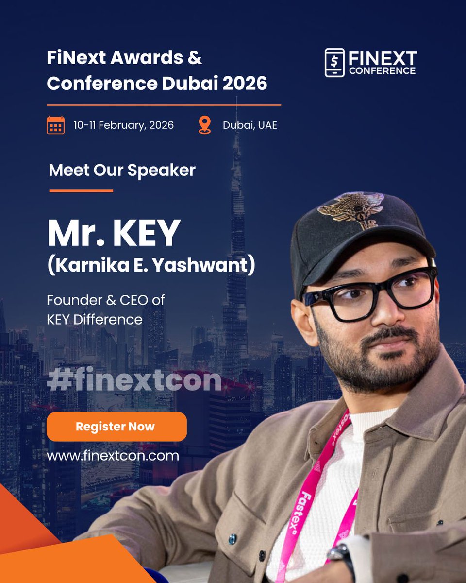 Meet <a href="/KarnikaYashwant/">Karnika E. Yashwant (Mr. KEY)</a>   Founder of <a href="/KEYDifference/">KEYDifference</a> , at FiNext Dubai 2026! 🌍 Join us on Feb 10–11. Register now 👉 finextcon.com #finextcon