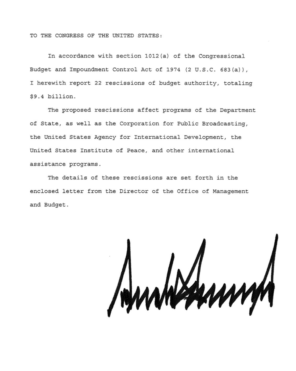 Gunther Eagleman™ (@gunthereagleman) on Twitter photo The White House has sent Congress a $9,400,000,000.00 DOGE rescission package cutting $1.1B from NPR and PBS, and cutting $8.3B in foreign aid and USAID funding!
<a href="/SpeakerJohnson/">Speaker Mike Johnson</a> says he will get to it later next week. The White House has sent Congress a $9,400,000,000.00 DOGE rescission package cutting $1.1B from NPR and PBS, and cutting $8.3B in foreign aid and USAID funding!
<a href="/SpeakerJohnson/">Speaker Mike Johnson</a> says he will get to it later next week.