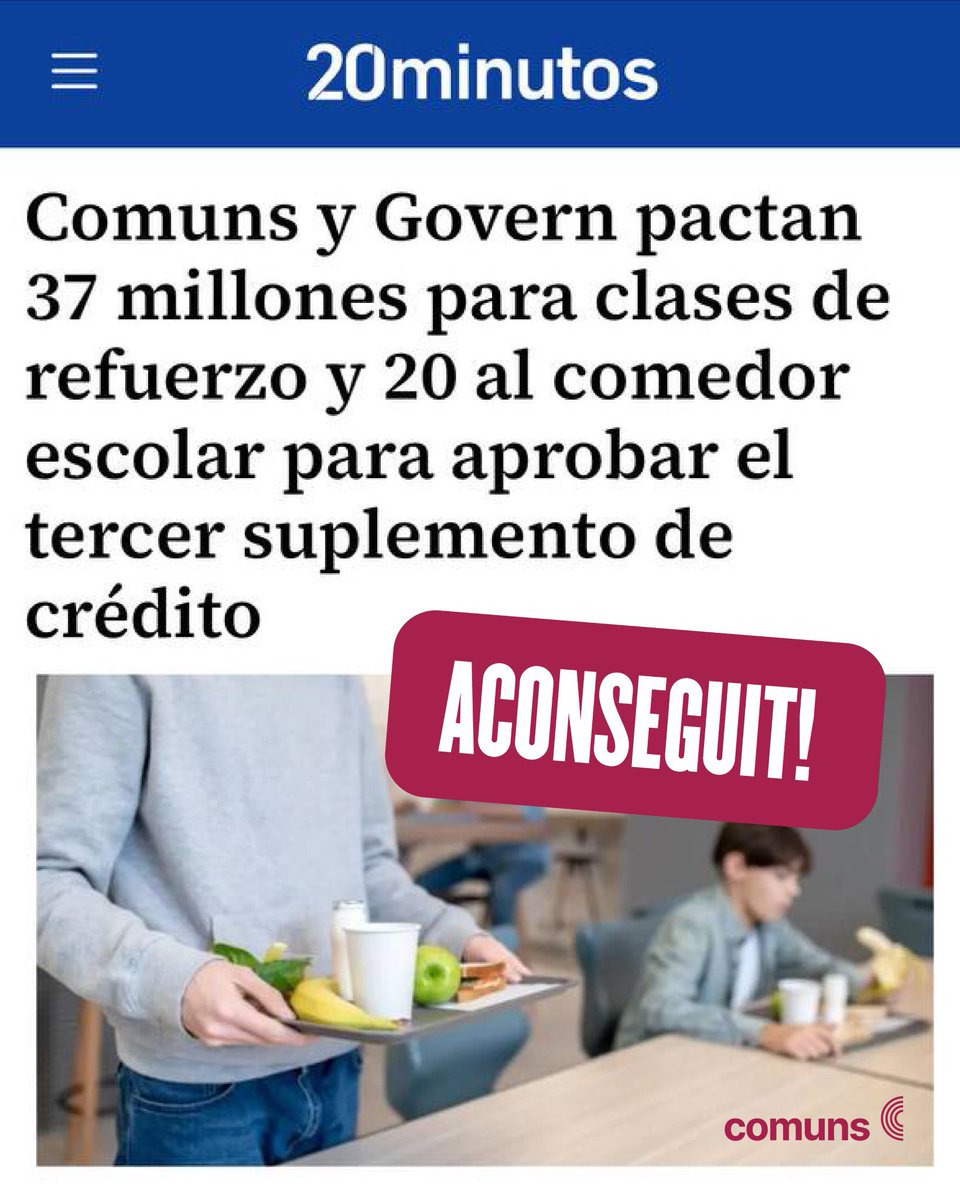 ✅ <a href="/SomComuns/">Comuns</a> pacta amb el Govern un paquet de mesures per reforçar l’ #educaciópública

➕ extraescolars, menjadors gratuïts, ➕ diners per a l' #escolainclusiva, ni un € públic per a escoles concertades que difonen discursos d'odi... i molt ➕!

#Viladecans #ComunsViladecans